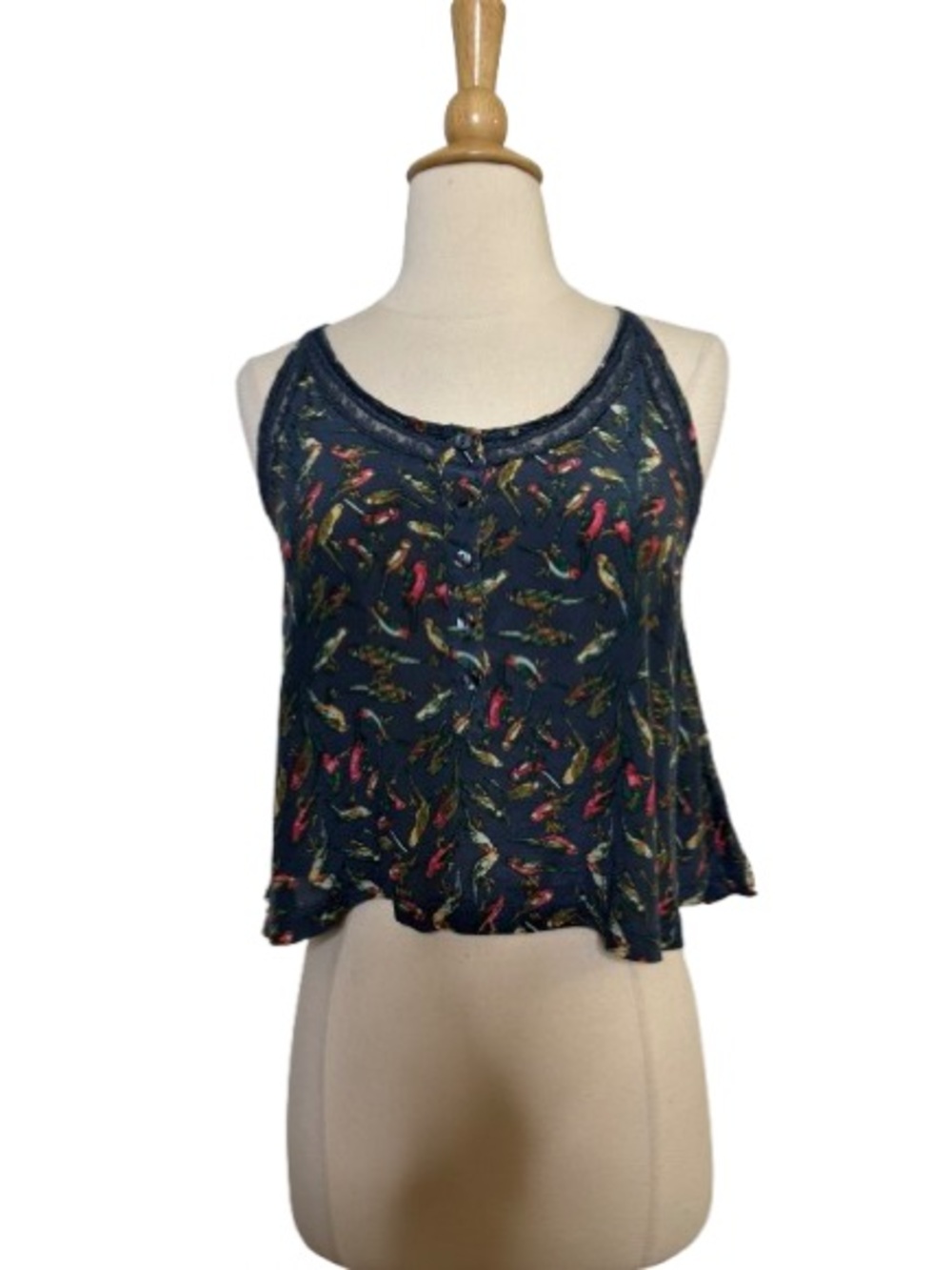 Kimchi Blue Navy Floral Button-Front Tank